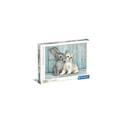 Clementoni - 35004 - Collection Puzzle for Children and Adults - Cat and Bunny - 500 Pieces