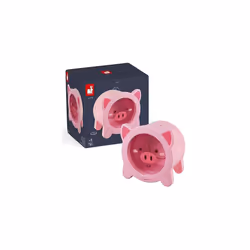 Janod - Wooden Children?s Piggy Bank 5.9 inch - See-Through Side and Magnetic Opening - Children's Room Decoration - Suitable ...