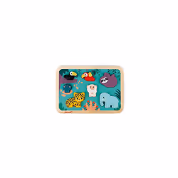 Janod - Chunky Jungle Wooden Puzzle - 7 Pieces - Discover The Jungle Animals - Water Based Paint - Wwf Partnership - Fsc Cert ...