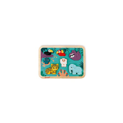 Janod - Chunky Jungle Wooden Puzzle - 7 Pieces - Discover The Jungle Animals - Water Based Paint - Wwf Partnership - Fsc Certified - from 18 Months