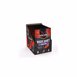 Jack Link's Beef Jerky, Teriyaki Flavour, Multipack of 12 x 25g Bags, High Protein Meat Snack, Made with Premium Beef