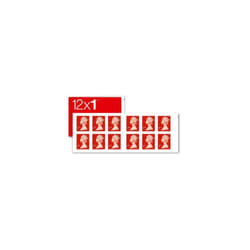 12 x 1st Class Standard Gummed Postage Stamps