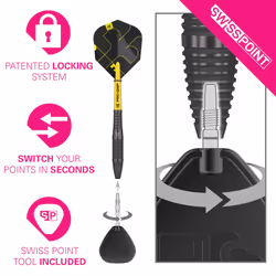 Target Darts Bolide Void 90% Tungsten Dart Set, Steel Tip Swiss Point Darts | Barrel 05, 24G | Professional Darts Sets, Black Darts, Swiss Point Tool