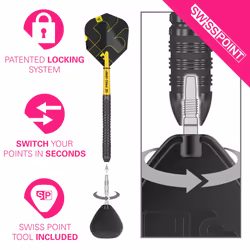 Target Darts Bolide Void 90% Tungsten Dart Set, Steel Tip Swiss Point Darts | Barrel 04, 23G | Professional Darts Sets, Black Darts, Swiss Point Tool