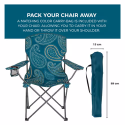 Highlander Camping Chair - Compact & Lightweight Folding Chair, 2.2kg, Portable Chair for Outdoors, Durable Steel Frame Arm Chair with Cup Holder