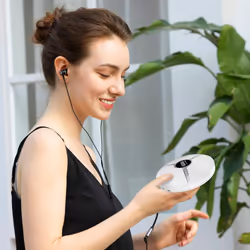 KLIM Discman Portable CD Player with a Built-in Battery - New Version 2024 - Ideal Car CD Player with Earphones - Compatible CD-R CD-RW MP3. Compact