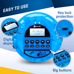 KLIM Nomad Transparent + Portable CD Player Walkman + Long-lasting Battery + Headphones + Radio FM + MP3 CD Player Portable + TF Card, Radio FM,