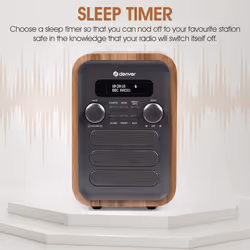 Denver DAB-48 Bluetooth DAB Radio With Remote Control - DAB/DAB+ Digital Radio Mains Powered ? DAB Bluetooth Radio Speaker ? DAB Alarm Clock ? Grey