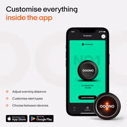 OOONO CO-DRIVER NO1: Warns about speed cameras and road hazards in real time via free app | acoustic and/or optical signal, activated automatically |