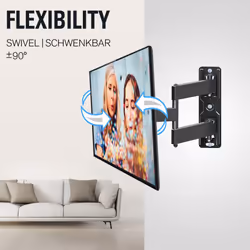 Mounting Dream TV Wall Bracket Mount Swivel and Tilt for most 26-55 Inch LED, LCD and OLED Flat Screen TVs up to VESA 400x400mm and 35 KG, Full Motion