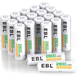 EBL 2800mAh Ni-MH Rechargeable AA Batteries - 20 Counts High Capacity AA Battery with Batteries Storage Cases