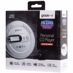 groov-e RETRO Radio CD Player - Personal FM Radio with CD-R, CD-RW, & MP3 Music Playback - Anti-Skip Protection, Programmable Tracks - Earphones