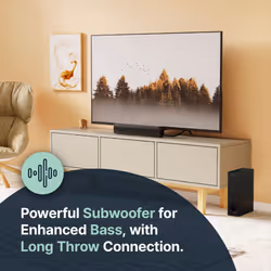 MAJORITY Bowfell Plus | Bluetooth Soundbar with Subwoofer | 100 Watt 2.1 Speaker Sound Bar for TV | Optical, RCA, USB, MP3, AUX Input | Custom EQ
