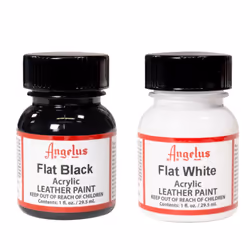 Angelus Brand Acrylic Leather Paint Waterproof 1oz - Flat Black & Flat White Duo
