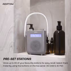 DAB DAB+ FM Radio Bathroom Shower, IPX5 Water Resistant Waterproof, Portable IPX5, Digital FM Radio & Wireless Bluetooth 5.0, Built-in Rechargeable