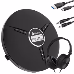 KLIM Discman with Headphones - Portable CD Player with Headphones - New 2024 Version + Ideal Car CD Player + Compatible CD-R, ...