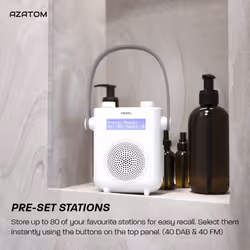 DAB DAB+ FM Radio Bathroom Shower, IPX5 Water Resistant Waterproof, Portable IPX5, Digital FM Radio & Wireless Bluetooth, Built-in Rechargeable