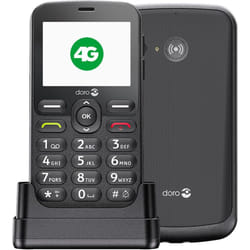 Doro 1880 4G unlocked basic bar mobile phone for seniors with loud and clear sound, large buttons, assistance button and USB C charging with cradle.