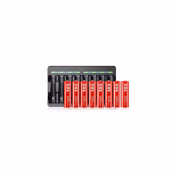 EBL Pack of 8 1.5V 3000mWh AA Rechargeable Lithium-ion Battery & 8 Slots Lithium-ion Battery Charger for Rechargeable AA and ...