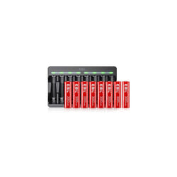 EBL Pack of 8 1.5V 3000mWh AA Rechargeable Lithium-ion Battery & 8 Slots Lithium-ion Battery Charger for Rechargeable AA and AAA Lithium Batteries