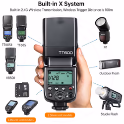 Godox TT600 2.4G Wireless Flash Speedlite Master/Slave Flash with Built-in Trigger System for Canon Nikon Pentax Olympus Fujifilm Panasonic (TT600)