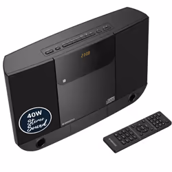 Wall Mountable CD Player with Bluetooth | Compact 40W Hi-Fi Stereo System | FM Radio, 20 Presets, & Custom EQ Settings | AUX  ...