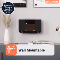 Wall Mountable CD Player with Bluetooth | Compact 40W Hi-Fi Stereo System | FM Radio, 20 Presets, & Custom EQ Settings | AUX Input | MP3 Playback |