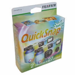 Fujifilm Quicksnap 400 disposable camera with built-in flash 54 exposures, contains 2 x cameras of 27 exposures each
