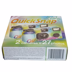 Fujifilm Quicksnap 400 disposable camera with built-in flash 54 exposures, contains 2 x cameras of 27 exposures each