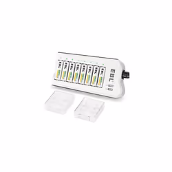 EBL Upgraded 8 Bays AA AAA Battery Charger with USB Ports and 8 Counts 2800mAh AA Batteries, Rechargeable Batteries and Charg ...