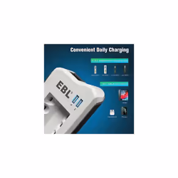 EBL Upgraded 8 Bays AA AAA Battery Charger with USB Ports and 8 Counts 2800mAh AA Batteries, Rechargeable Batteries and Charger Set