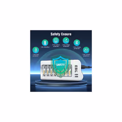 EBL Upgraded 8 Bays AA AAA Battery Charger with USB Ports and 8 Counts 2800mAh AA Batteries, Rechargeable Batteries and Charger Set