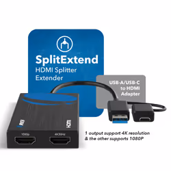 OREI SplitExtend HDMI Splitter Extended Display for Dual Monitor - Multi-Monitor Display 3 Separate Screens - USB A & USB-C Adapter to HDMI 2.0,