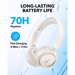 soundcore By Anker H30i Wireless On-Ear Headphones, Foldable Design, Pure Bass, 70H Playtime, Bluetooth 5.3, Lightweight and Comfortable, App