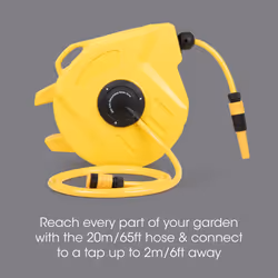 Garden Hose Pipe, 20M, Wall Mounted Hose Reel, Auto Retractable Hose Pipe, Portable 180? Swivel 2-in-1 Jet or Spray, Auto Locking System, Garden Hose
