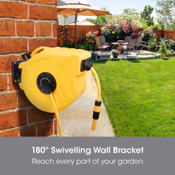 Garden Hose Pipe, 20M, Wall Mounted Hose Reel, Auto Retractable Hose Pipe, Portable 180? Swivel 2-in-1 Jet or Spray, Auto Locking System, Garden Hose