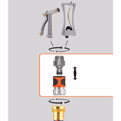Gardena 39042-M 4 Piece Premium Metal Quick Connector Starter Set, Silver,Orange, Grey, Black