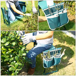 Ohuhu Premium Folding Garden Kneeler Seat with Handles & Tool Bags, Portable Gardening Stool Garden Kneeling Bench with Soft EVA Foam Pad, 2-in-1