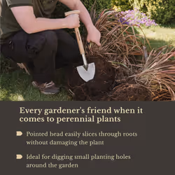 Kent & Stowe Stainless Steel Perennial Spade, Pointed Head Garden Spade for Easy Slicing Through Roots, All Year Round Garden Tools Made from