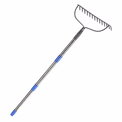MIYA Garden Rakes for Soil with Long 182CM Handle,Heavy Duty 14 Tines Rake,Gardening Steel Tools&Equipment