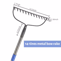 MIYA Garden Rakes for Soil with Long 182CM Handle,Heavy Duty 14 Tines Rake,Gardening Steel Tools&Equipment