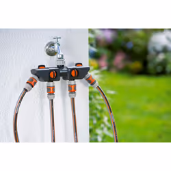 Gardena Four Channel Water Distributor: Connects up to four devices to The tap, can be used with Gardena water computers and timers, water flow can be