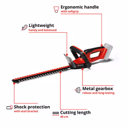 Einhell Power X-Change 18V Cordless Hedge Trimmer - 40cm (16 Inch) Cutting Length, Laser-Cut Diamond-Ground Steel Blades - GE-CH 18/40 Li Electric