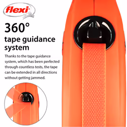 Flexi Xtreme Tape Orange & Black Large 5m Retractable Dog Leash/Lead for dogs up to 65kgs/143lbs