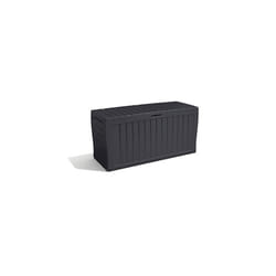 Keter Marvel+ 270L Outdoor 65% recycled Garden Furniture Storage Box Graphite Wood Panel Effect | Fade Free | All Weather Resistant | Safe and Secure