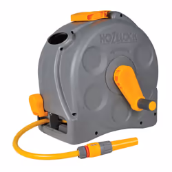 HOZELOCK - 2-in-1 Compact Hose Reel 25m : Portable or Wall-mounted Plastic Reel, Easy Rewind Function, Supplied with Nozzle, ...