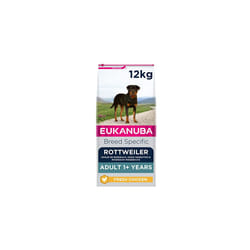 Eukanuba Complete Dry Dog Food for Adult Rottweiler Breed Types with Fresh Chicken 12 kg, Packaging may vary