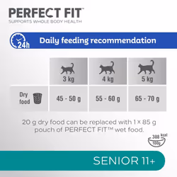 Perfect Fit Senior 11+ Complete Dry Cat Food for Senior Cats Aged 11+ Years, Rich in Chicken, 3 Bags (2.8 kg)