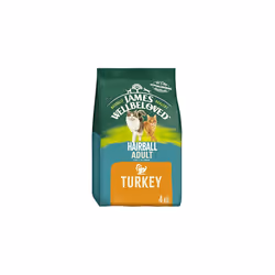 James Wellbeloved Hairball Adult Turkey 4 kg Bag, Hypoallergenic Dry Cat Food