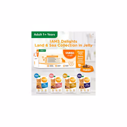 IAMS Delights Complete Wet Cat Food for Adult 1+ Cats Meat and Fish Variety in Jelly Multipack 72 x 85 g Pouches